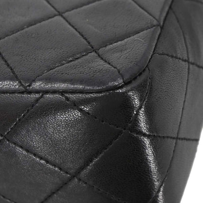 Chanel 1989-1991 Black Lambskin Classic Square Flap Shoulder Bag 20