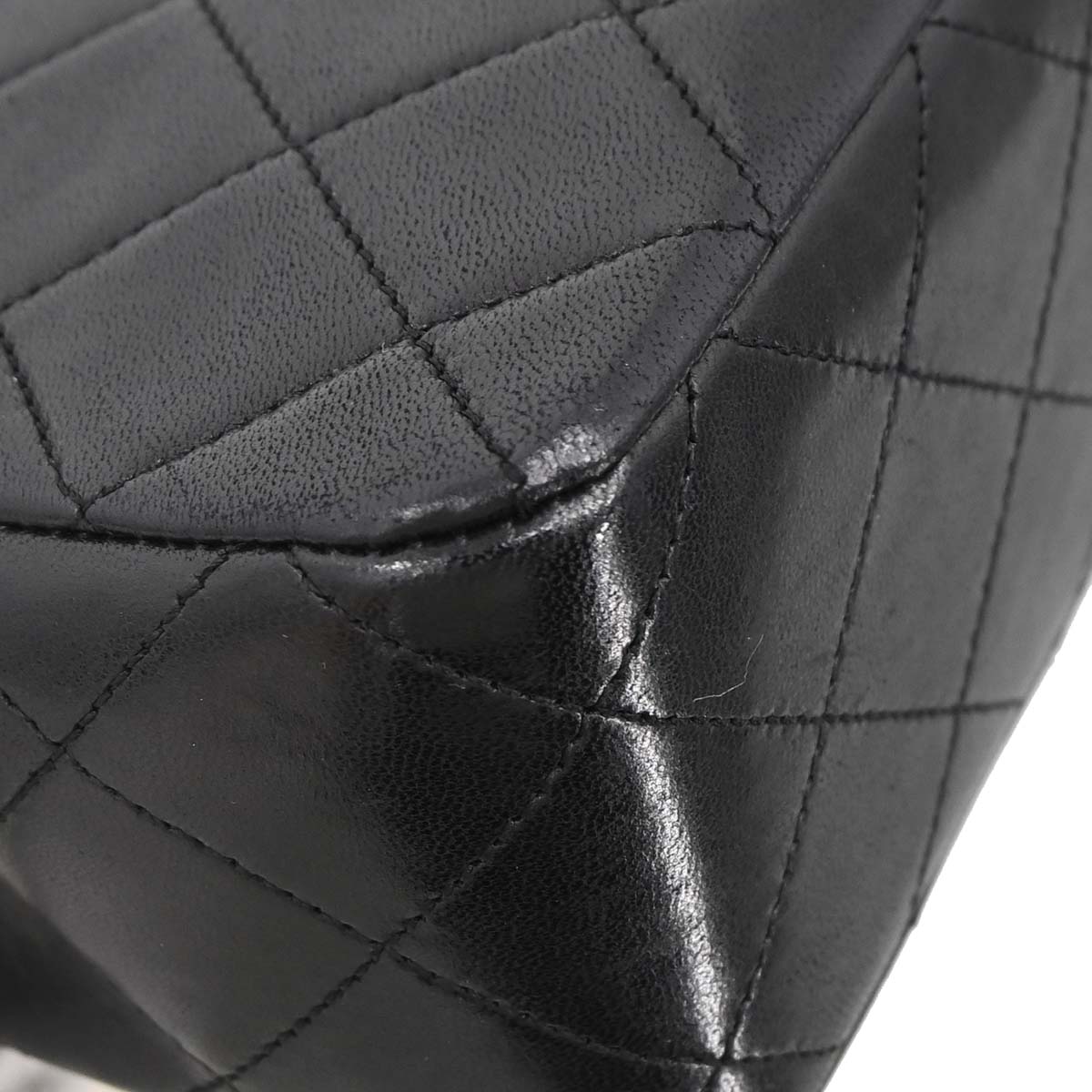 Chanel 1989-1991 Black Lambskin Classic Square Flap Shoulder Bag 20