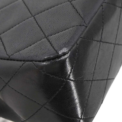 Chanel 1989-1991 Black Lambskin Classic Square Flap Shoulder Bag 20