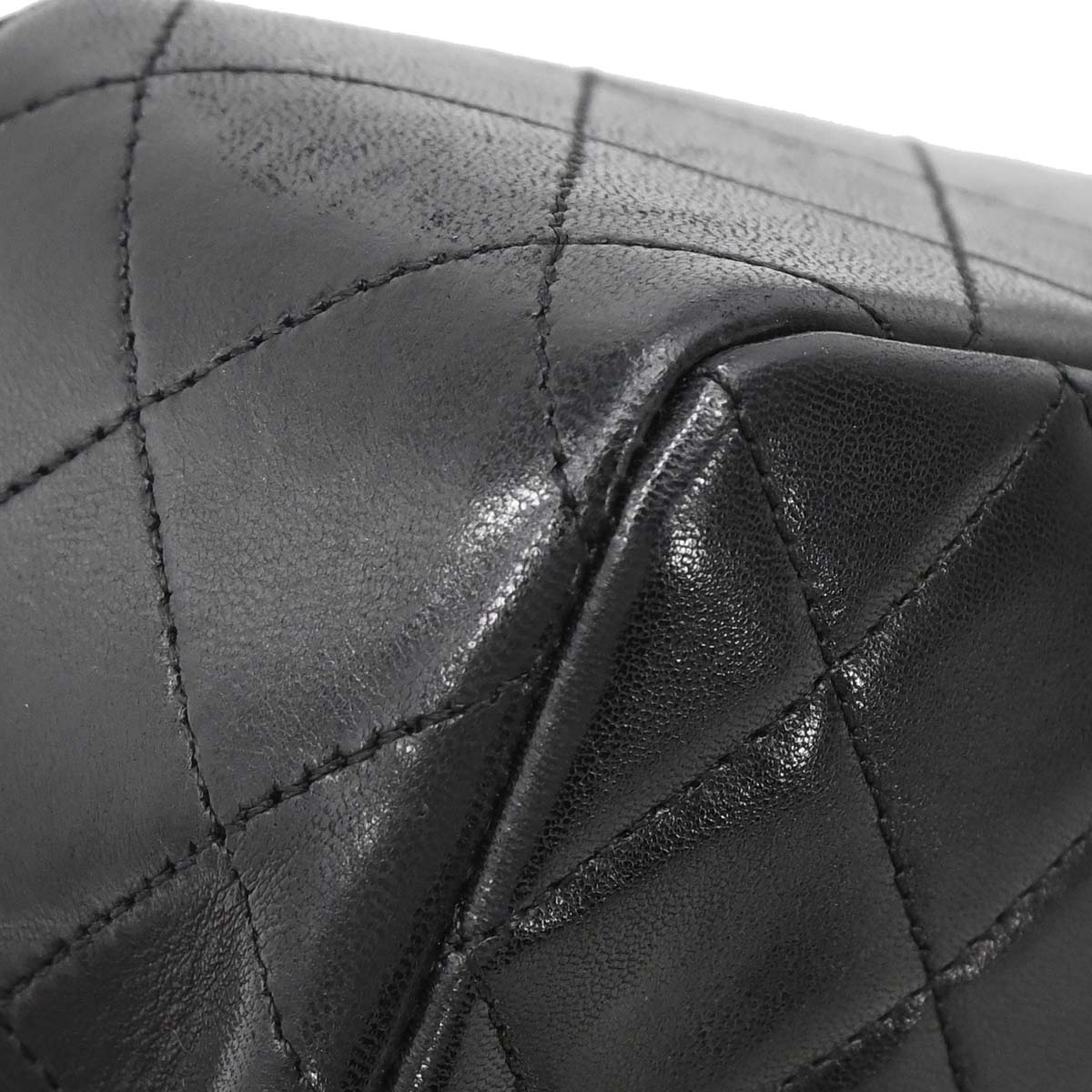Chanel 1989-1991 Black Lambskin Classic Square Flap Shoulder Bag 20