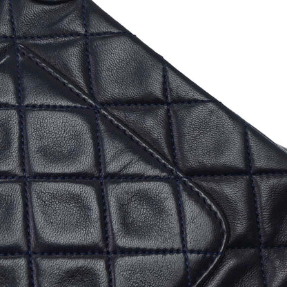 Chanel 1989-1991 Navy Lambskin Straight Flap Shoulder Bag