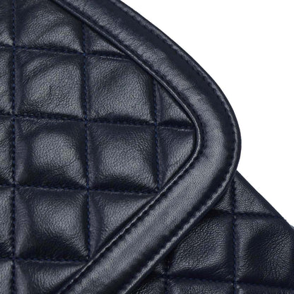 Chanel 1989-1991 Navy Lambskin Straight Flap Shoulder Bag