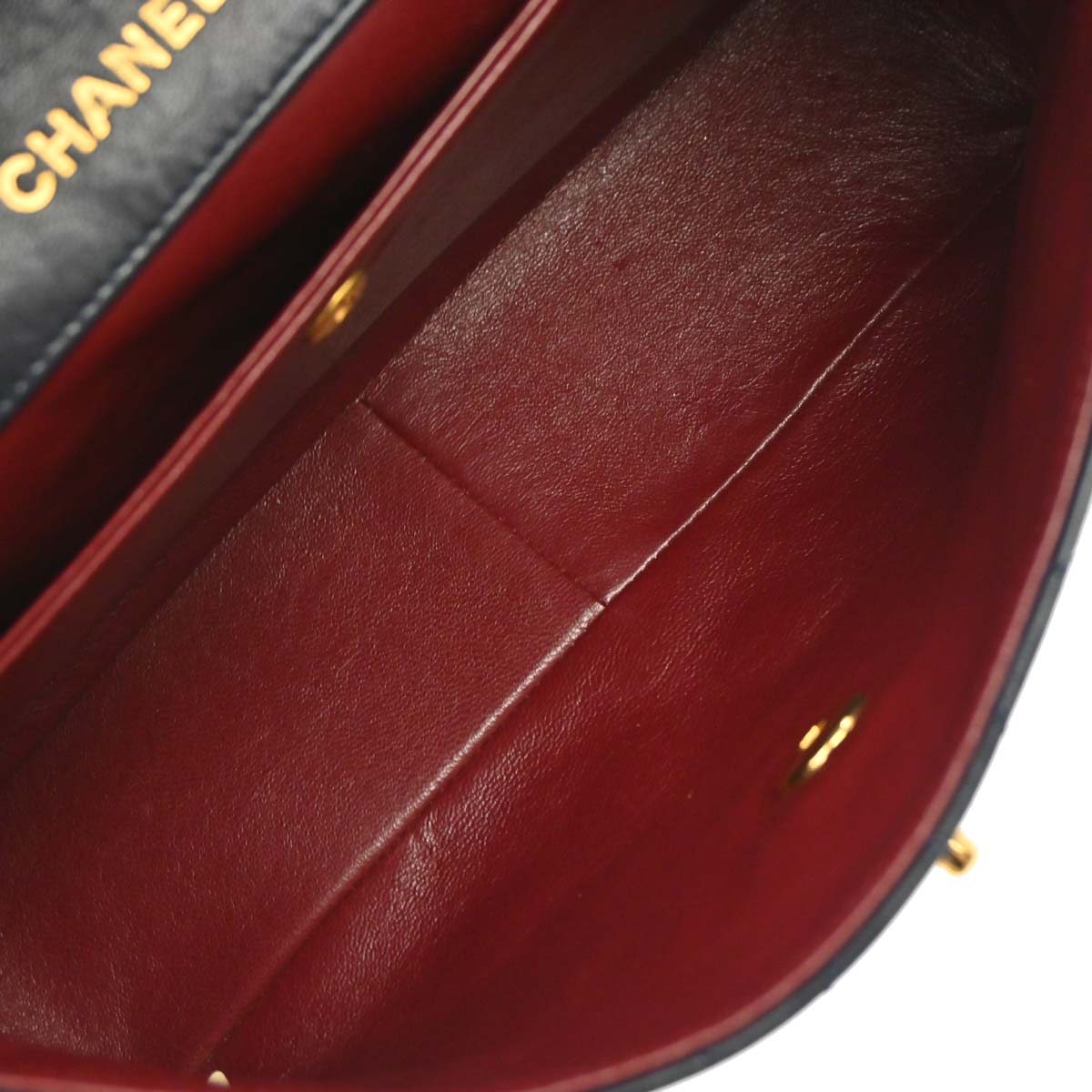 Chanel 1989-1991 Navy Lambskin Straight Flap Shoulder Bag