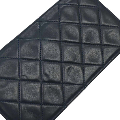 Chanel 1989-1991 Navy Lambskin Straight Flap Shoulder Bag