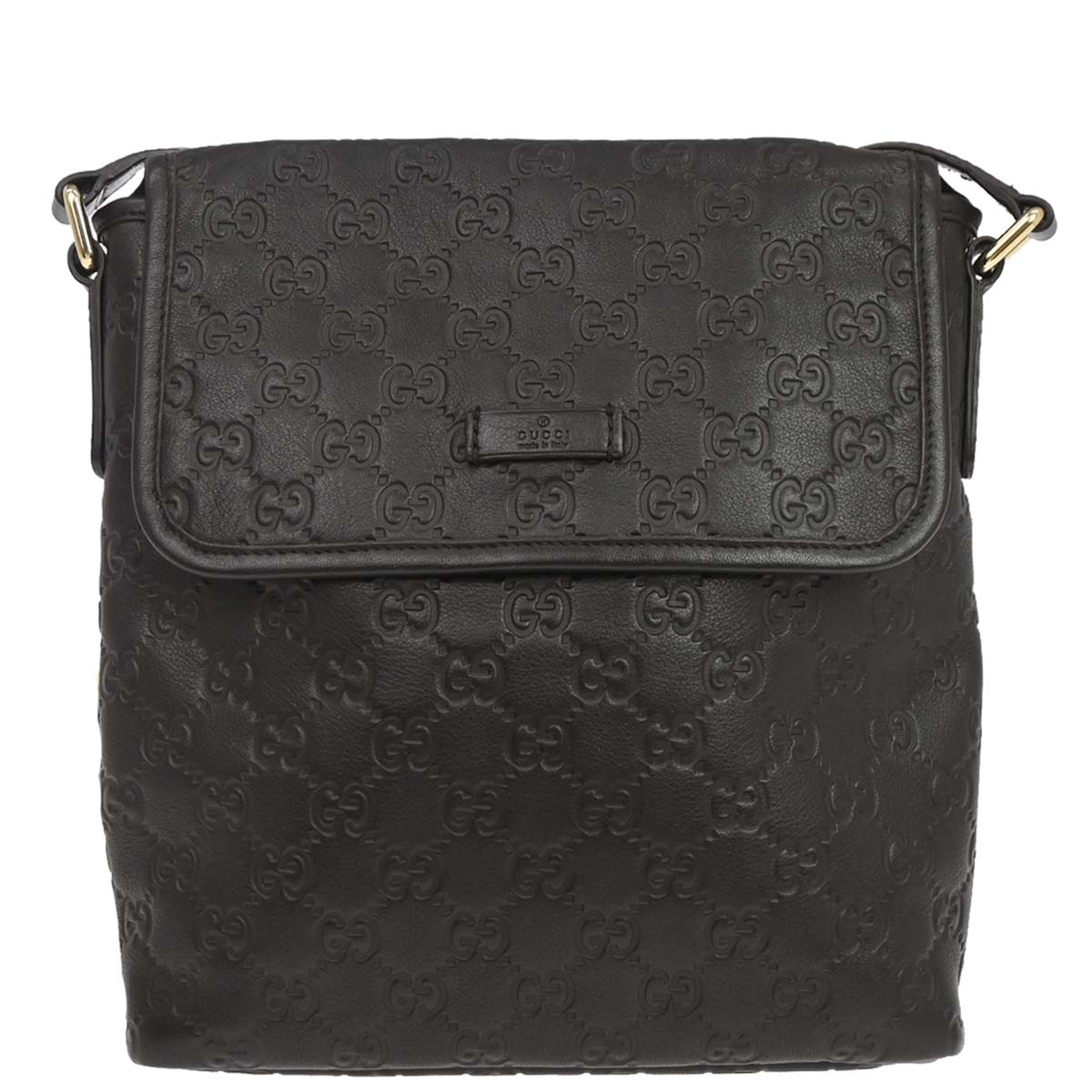 Gucci Dark Brown Leather Guccissima GG Shoulder Bag