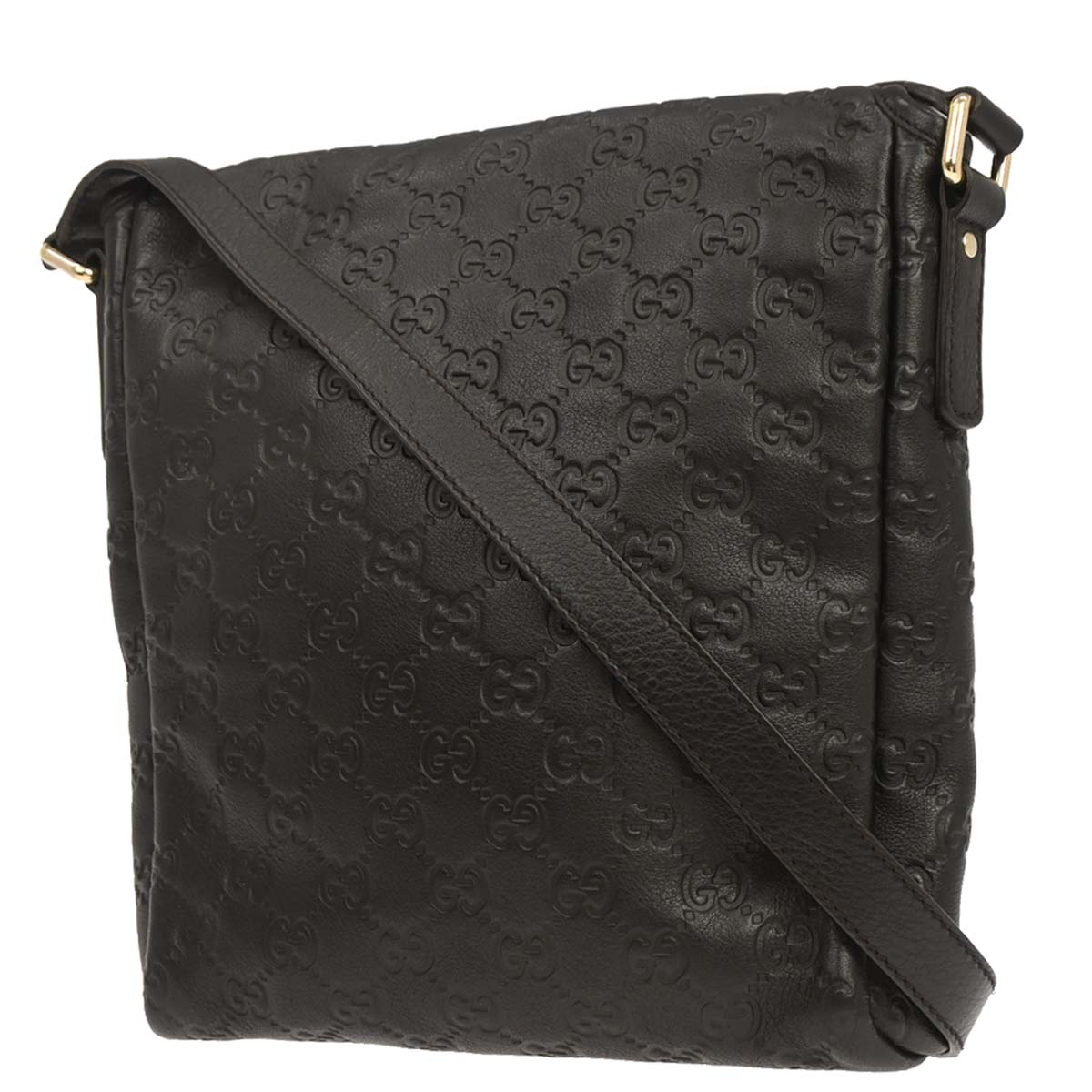 Gucci Dark Brown Leather Guccissima GG Shoulder Bag