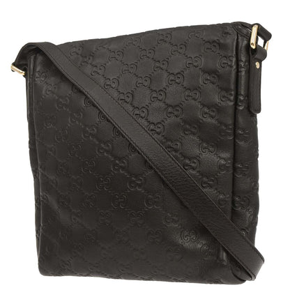 Gucci Dark Brown Leather Guccissima GG Shoulder Bag