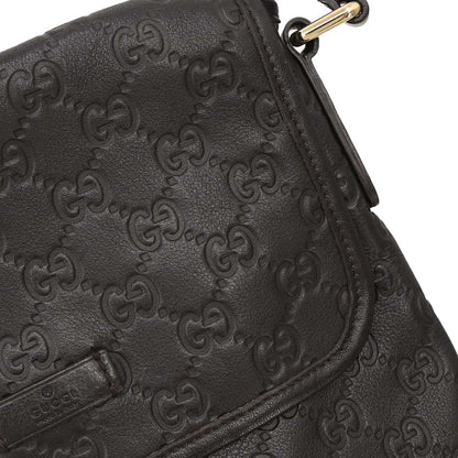 Gucci Dark Brown Leather Guccissima GG Shoulder Bag