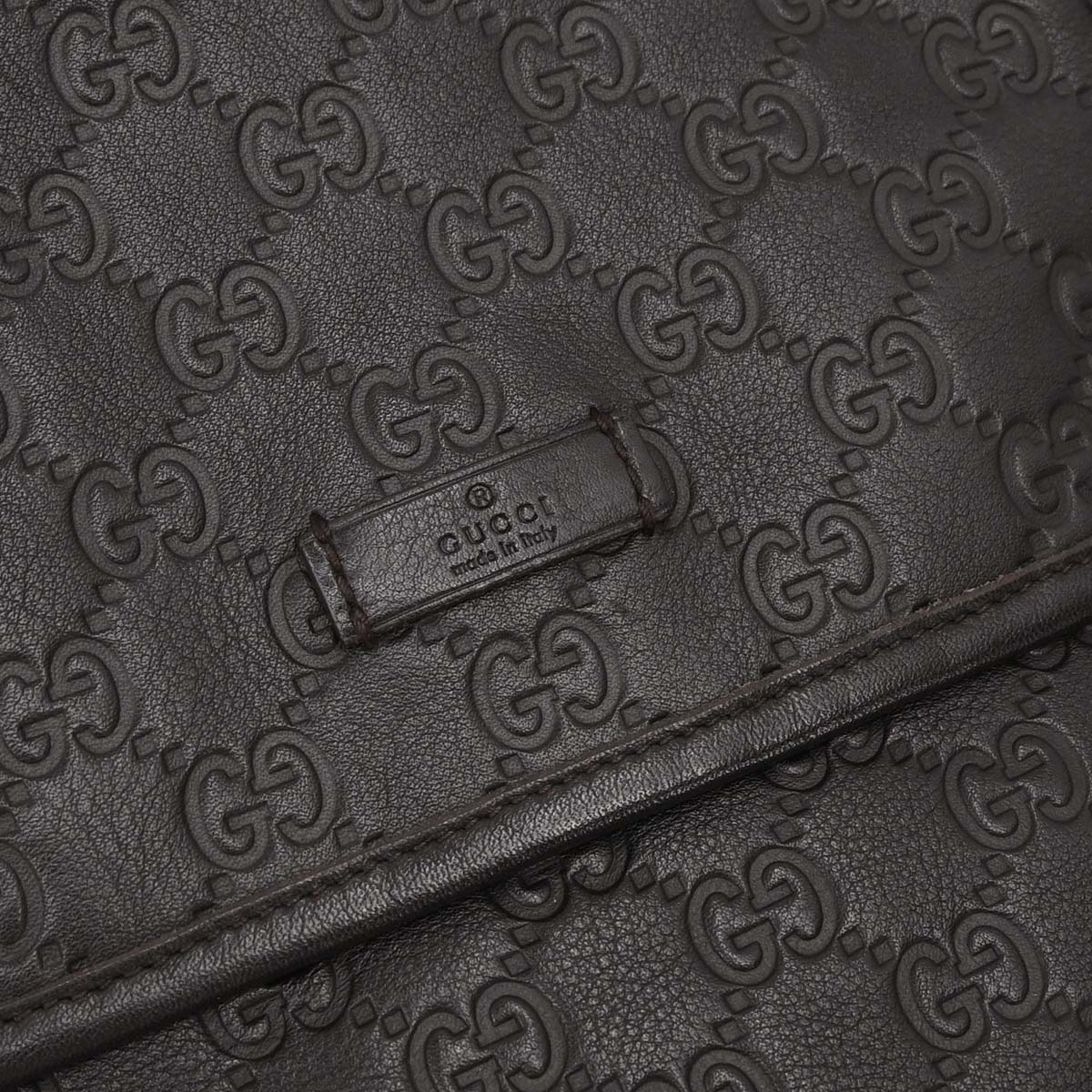 Gucci Dark Brown Leather Guccissima GG Shoulder Bag