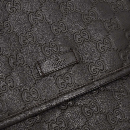 Gucci Dark Brown Leather Guccissima GG Shoulder Bag