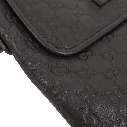 Gucci Dark Brown Leather Guccissima GG Shoulder Bag
