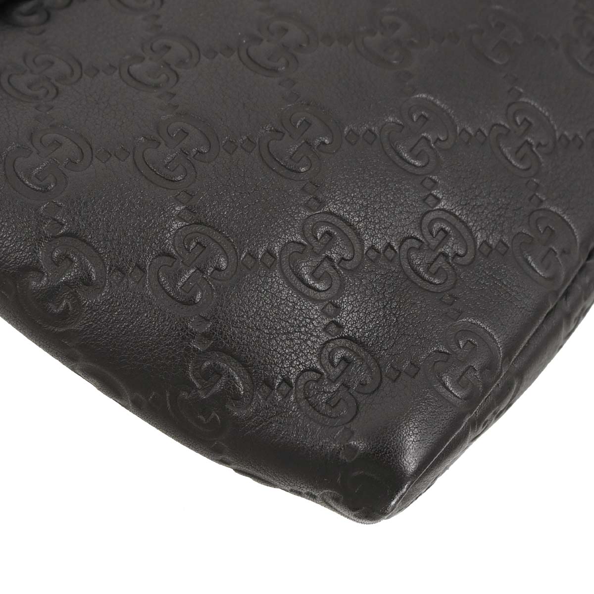 Gucci Dark Brown Leather Guccissima GG Shoulder Bag