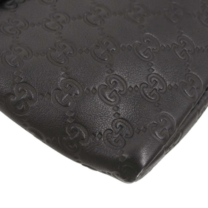 Gucci Dark Brown Leather Guccissima GG Shoulder Bag