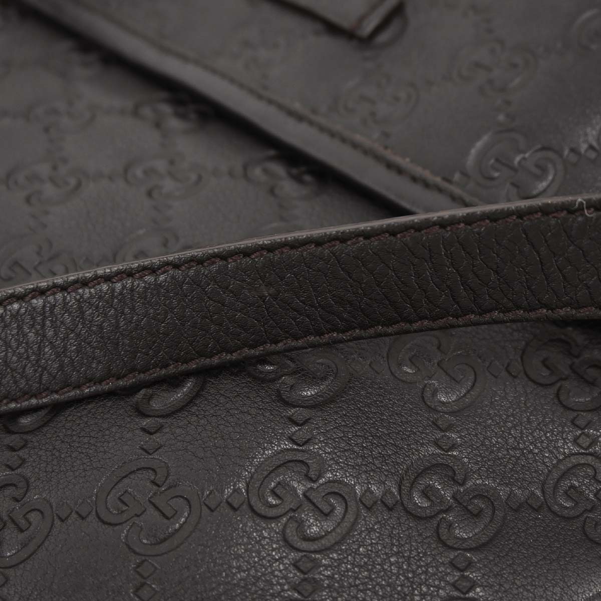 Gucci Dark Brown Leather Guccissima GG Shoulder Bag