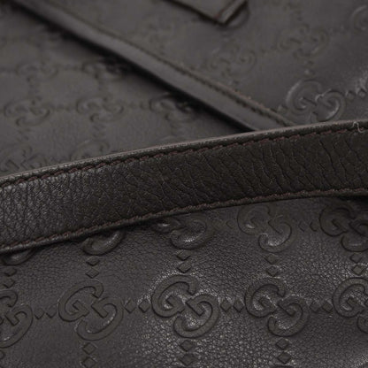Gucci Dark Brown Leather Guccissima GG Shoulder Bag