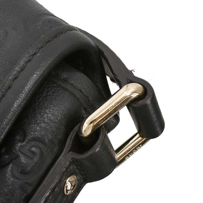 Gucci Dark Brown Leather Guccissima GG Shoulder Bag