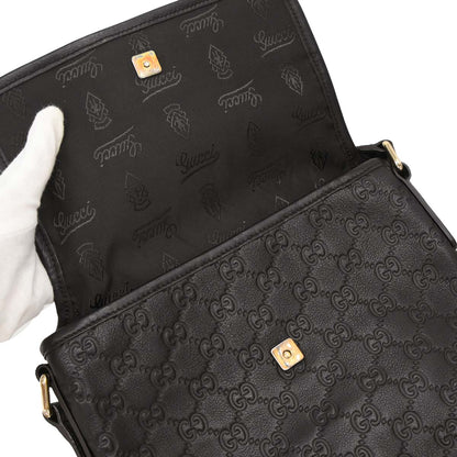 Gucci Dark Brown Leather Guccissima GG Shoulder Bag