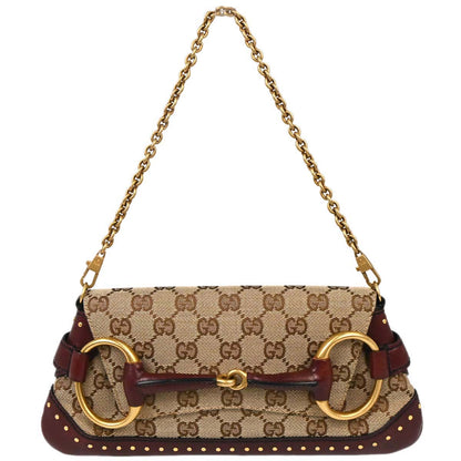Gucci Bordeaux GG Canvas Horsebit Handbag