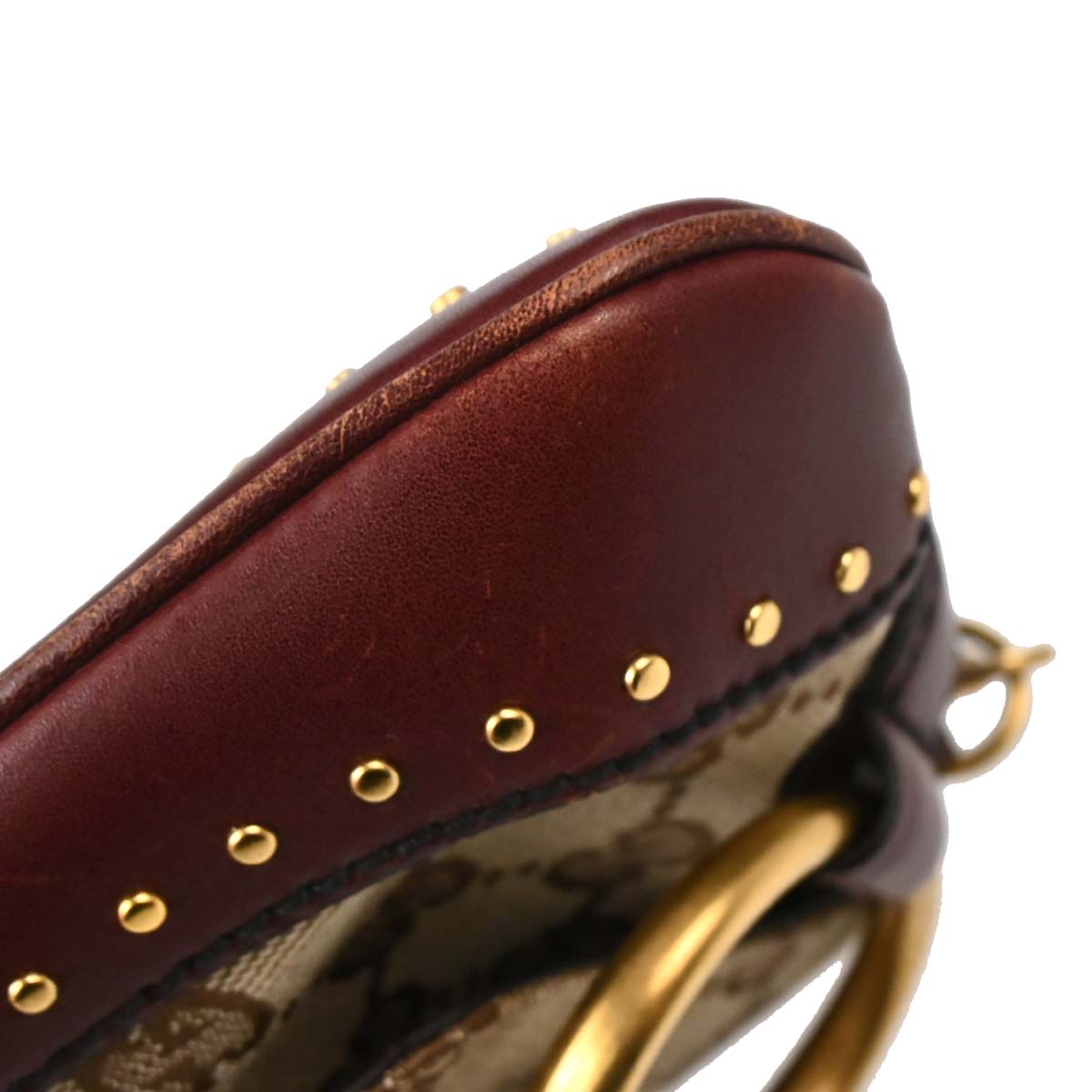 Gucci Bordeaux GG Canvas Horsebit Handbag