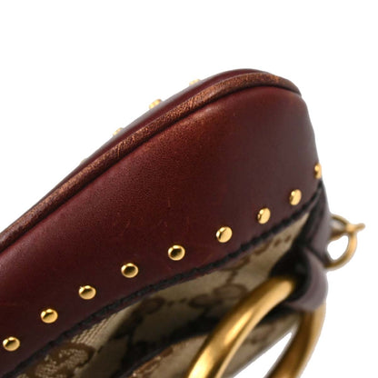 Gucci Bordeaux GG Canvas Horsebit Handbag