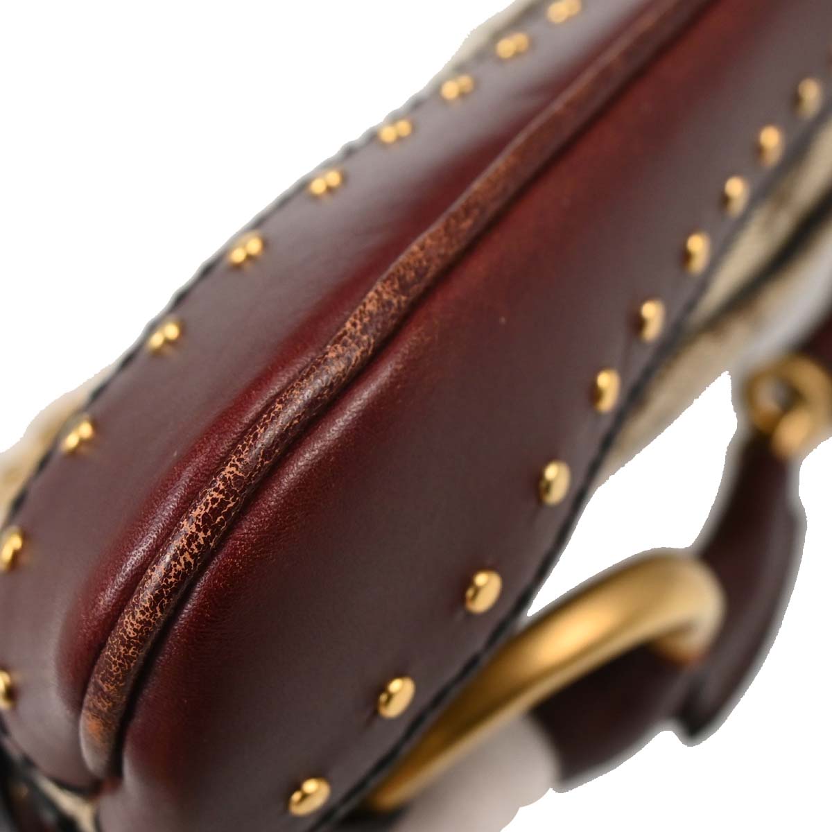 Gucci Bordeaux GG Canvas Horsebit Handbag
