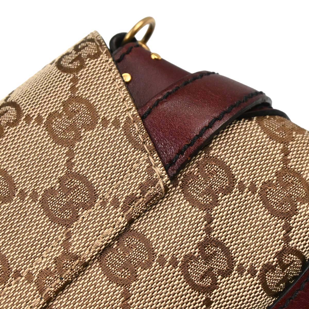 Gucci Bordeaux GG Canvas Horsebit Handbag