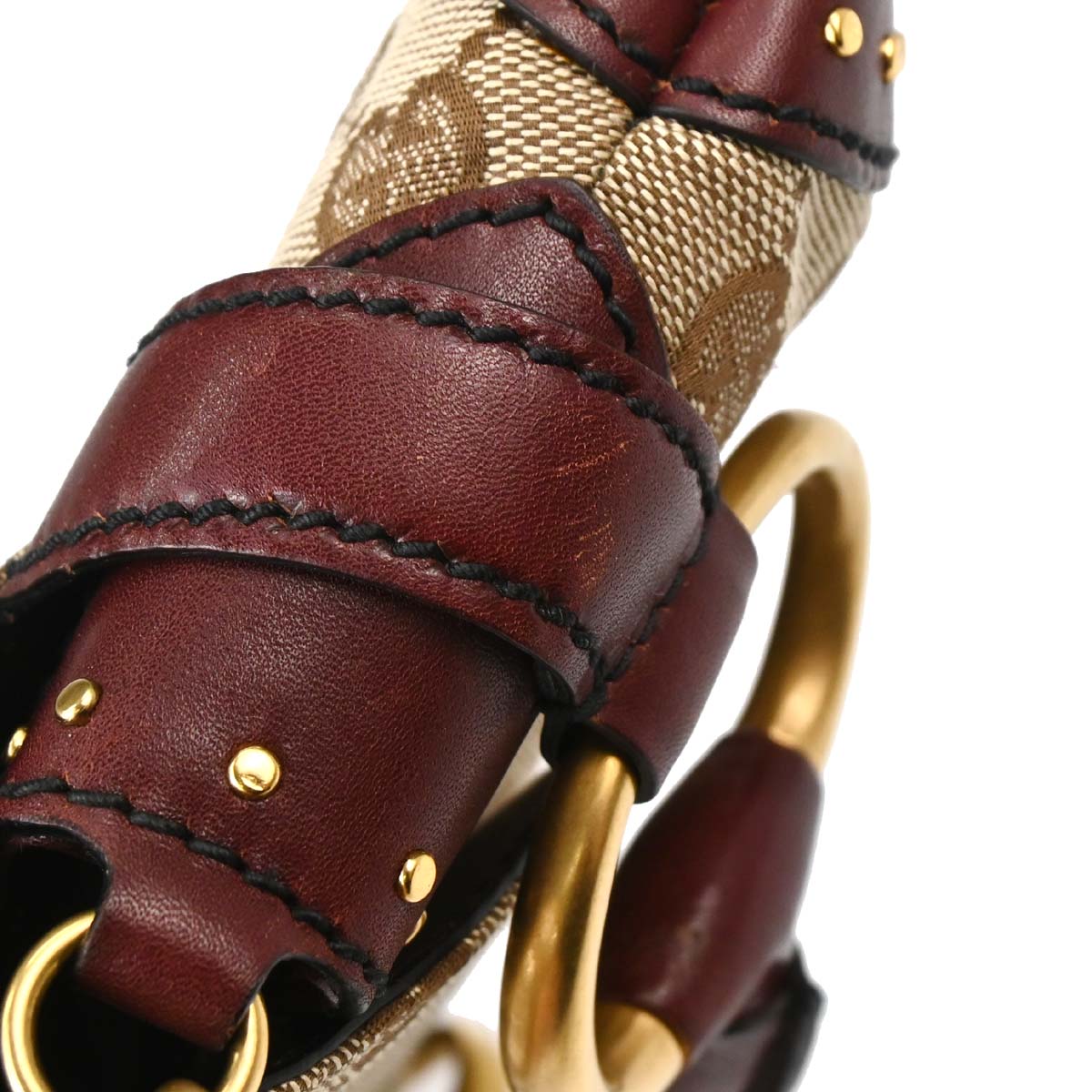 Gucci Bordeaux GG Canvas Horsebit Handbag