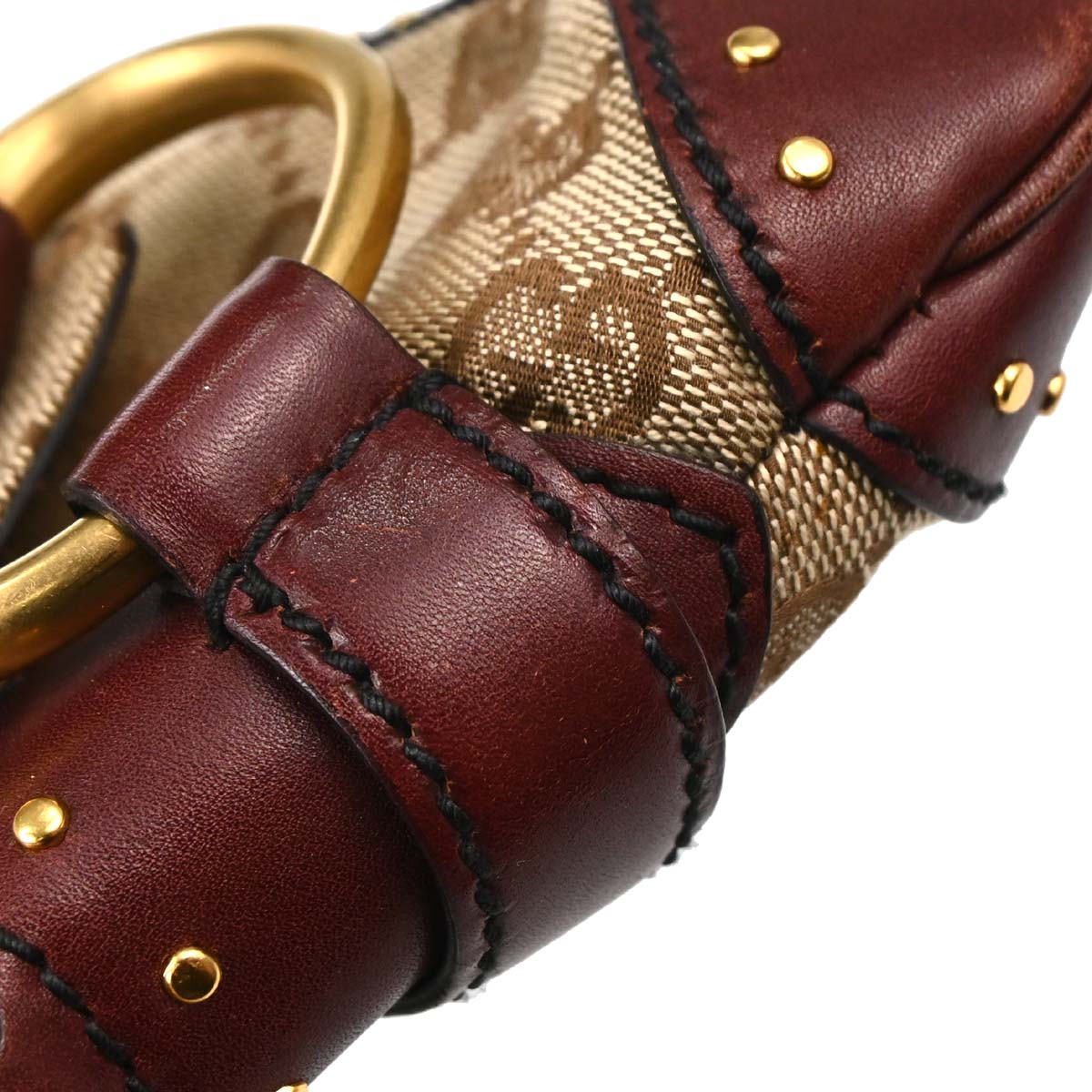 Gucci Bordeaux GG Canvas Horsebit Handbag