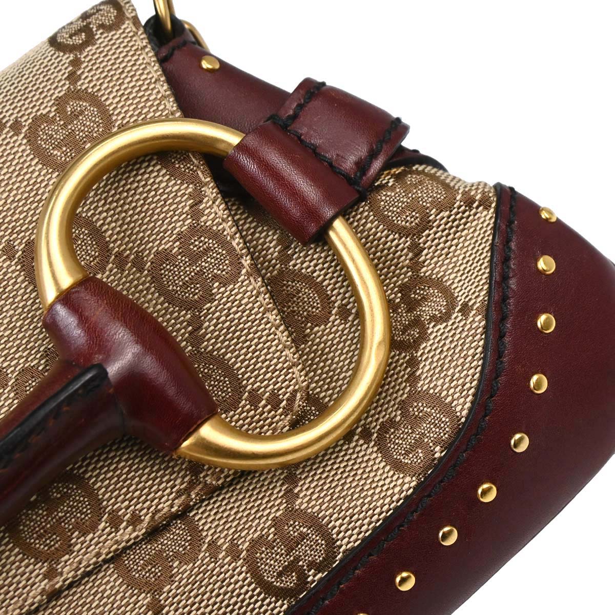 Gucci Bordeaux GG Canvas Horsebit Handbag