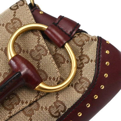 Gucci Bordeaux GG Canvas Horsebit Handbag
