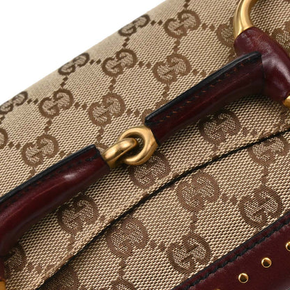 Gucci Bordeaux GG Canvas Horsebit Handbag