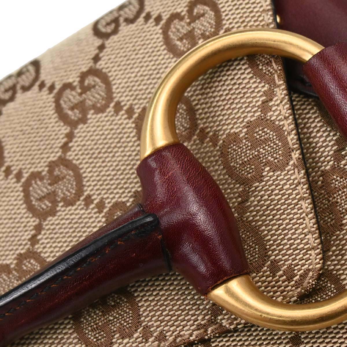 Gucci Bordeaux GG Canvas Horsebit Handbag