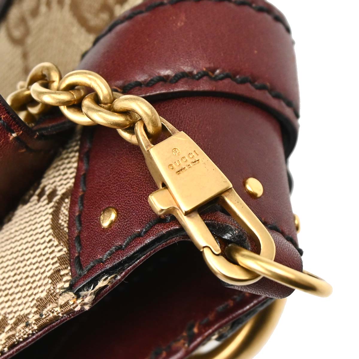 Gucci Bordeaux GG Canvas Horsebit Handbag