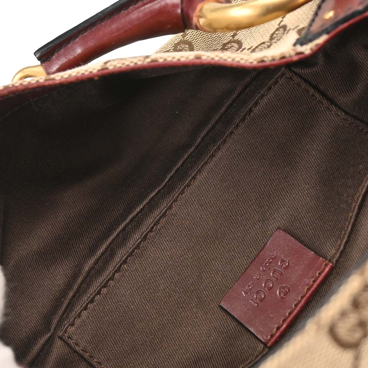 Gucci Bordeaux GG Canvas Horsebit Handbag