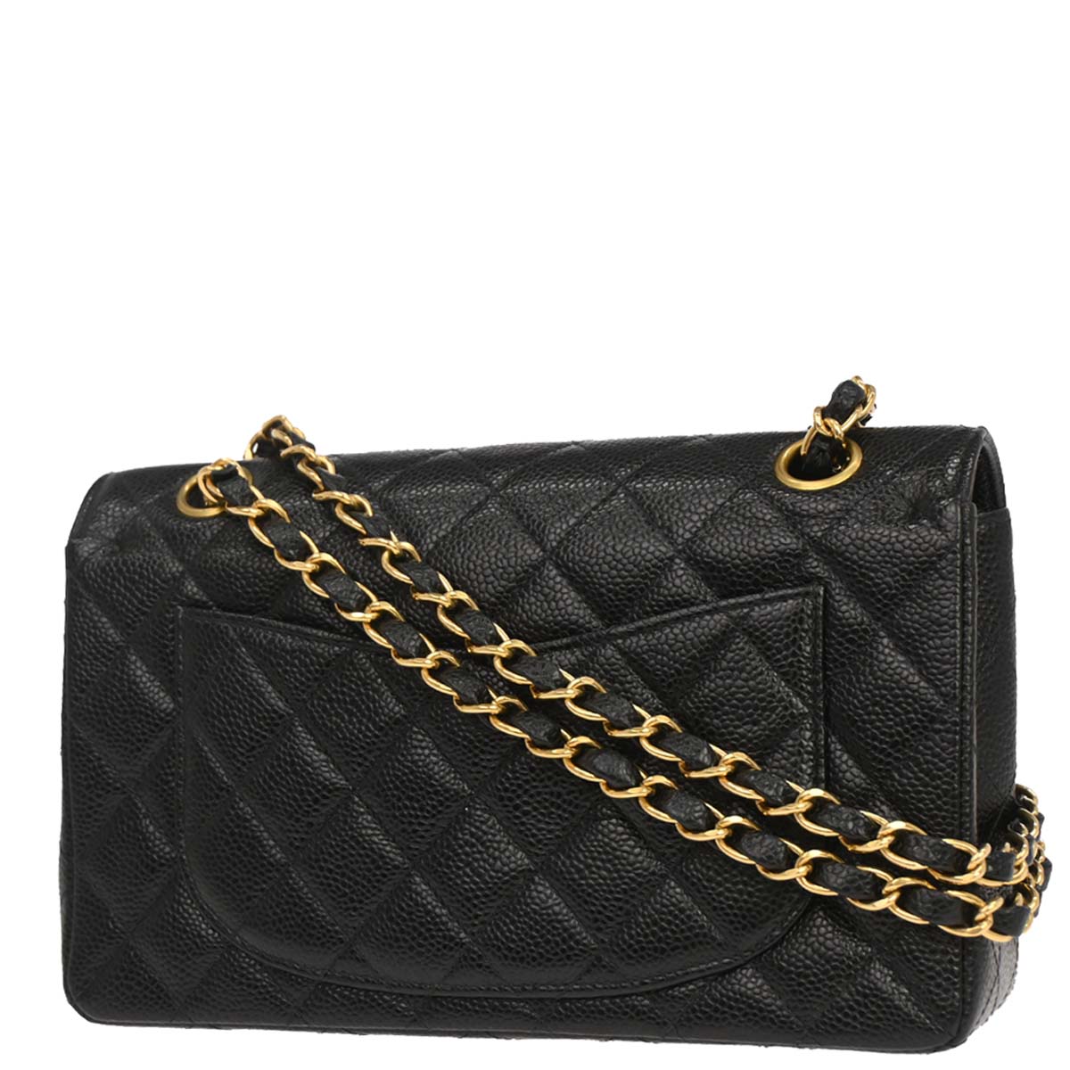 Chanel 2002-2003 Black Caviar Skin Small Classic Double Flap Shoulder Bag
