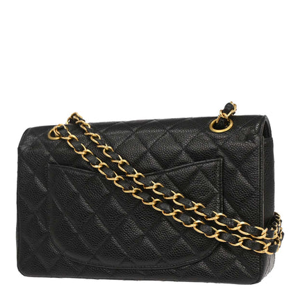 Chanel 2002-2003 Black Caviar Skin Small Classic Double Flap Shoulder Bag