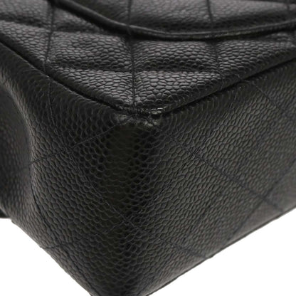 Chanel 2002-2003 Black Caviar Skin Small Classic Double Flap Shoulder Bag