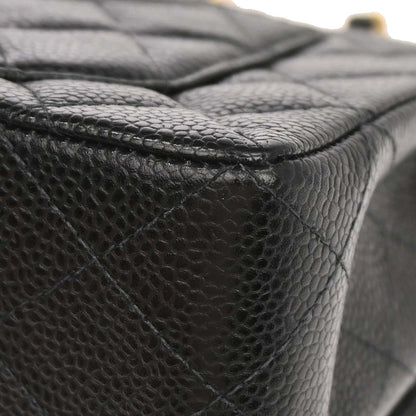 Chanel 2002-2003 Black Caviar Skin Small Classic Double Flap Shoulder Bag