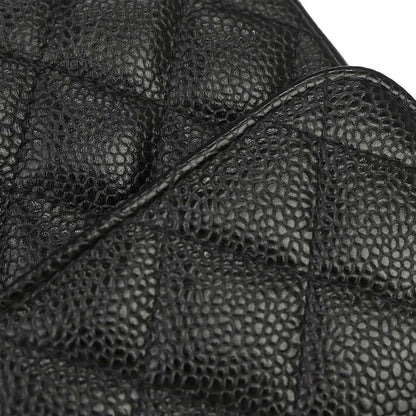 Chanel 2002-2003 Black Caviar Skin Small Classic Double Flap Shoulder Bag