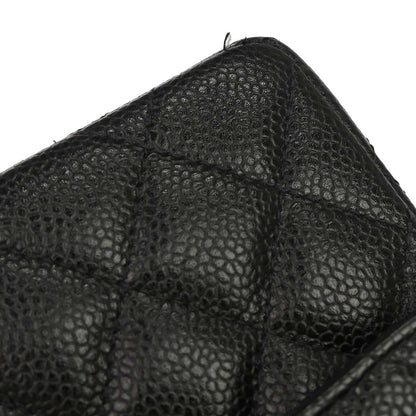 Chanel 2002-2003 Black Caviar Skin Small Classic Double Flap Shoulder Bag