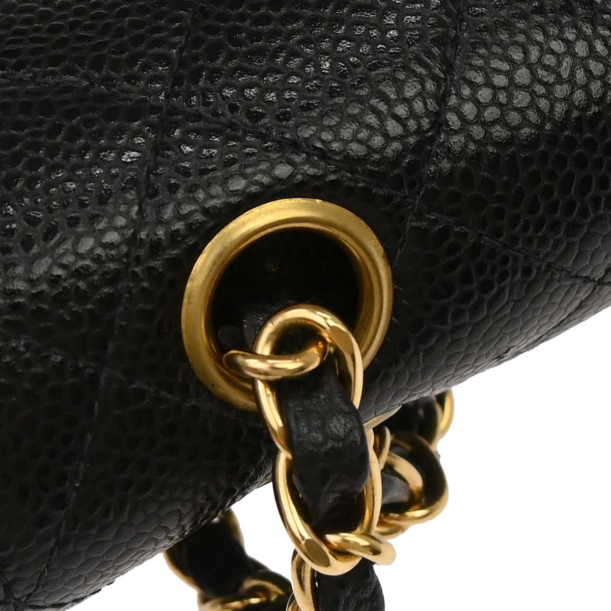 Chanel 2002-2003 Black Caviar Skin Small Classic Double Flap Shoulder Bag