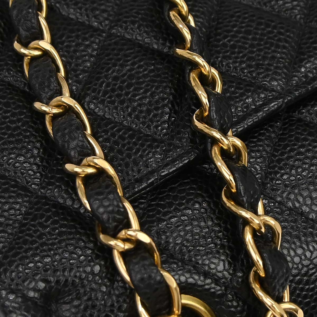 Chanel 2002-2003 Black Caviar Skin Small Classic Double Flap Shoulder Bag