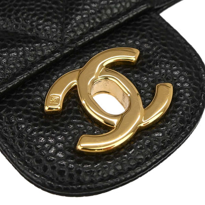 Chanel 2002-2003 Black Caviar Skin Small Classic Double Flap Shoulder Bag