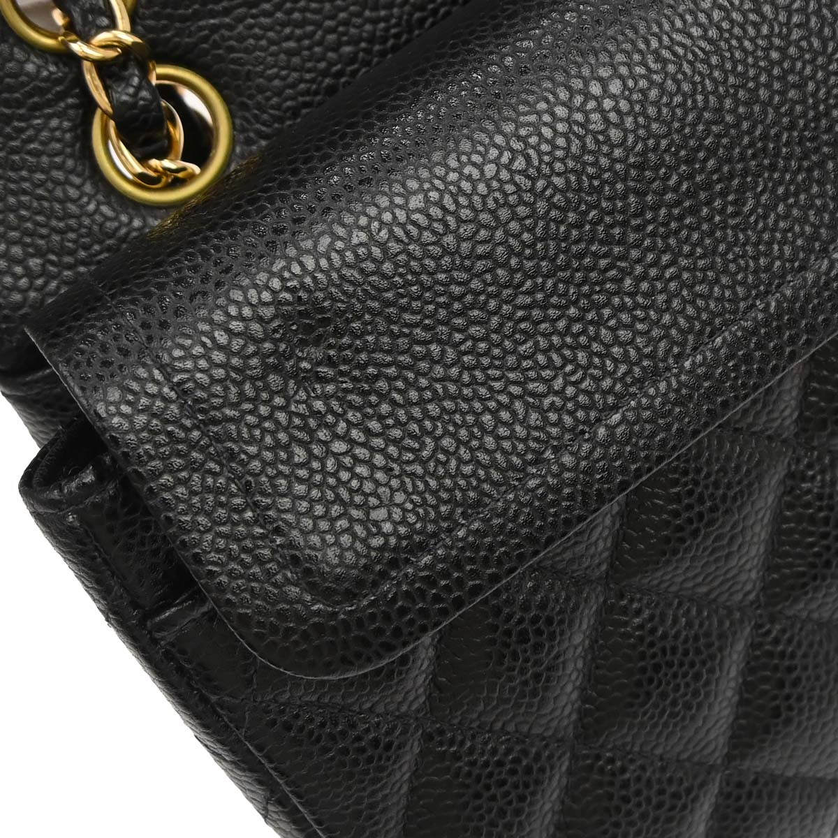 Chanel 2002-2003 Black Caviar Skin Small Classic Double Flap Shoulder Bag