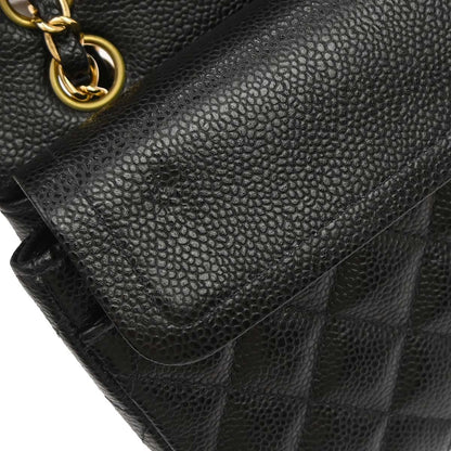 Chanel 2002-2003 Black Caviar Skin Small Classic Double Flap Shoulder Bag