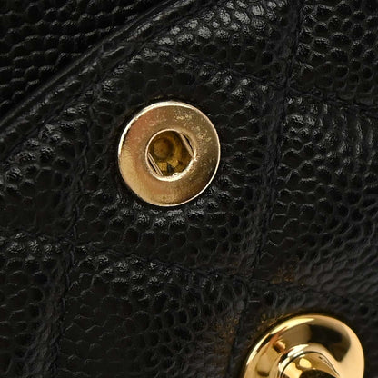Chanel 2002-2003 Black Caviar Skin Small Classic Double Flap Shoulder Bag