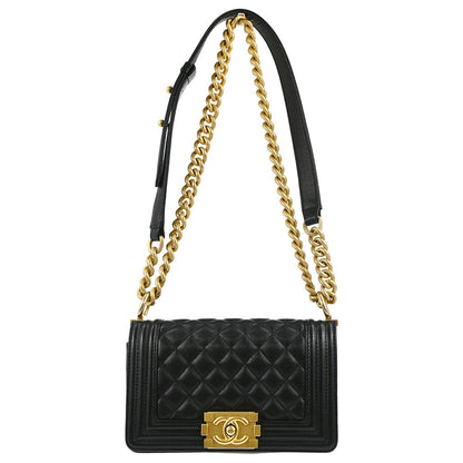 Boy Chanel 2019 Black Caviar Skin Small Chain Shoulder Bag