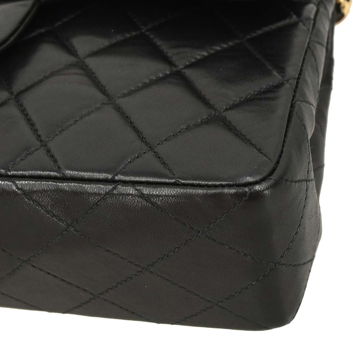 Chanel Black Lambskin Small Classic Double Flap Shoulder Bag