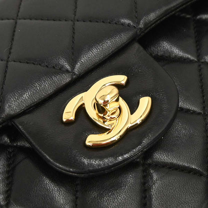 Chanel Black Lambskin Small Classic Double Flap Shoulder Bag