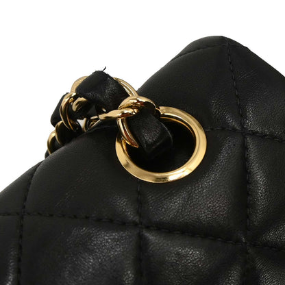 Chanel Black Lambskin Small Classic Double Flap Shoulder Bag